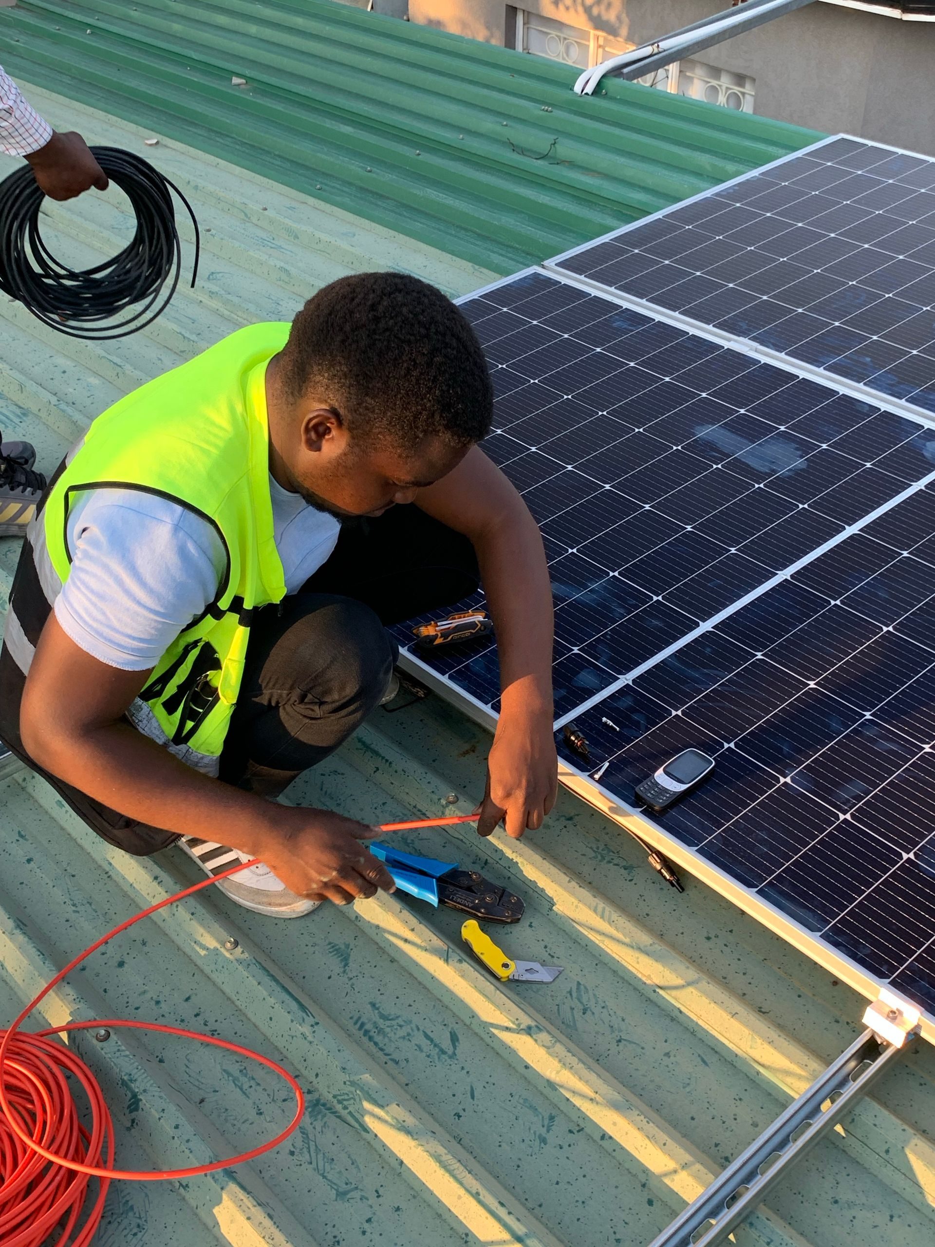 Rooftop solar panel installation